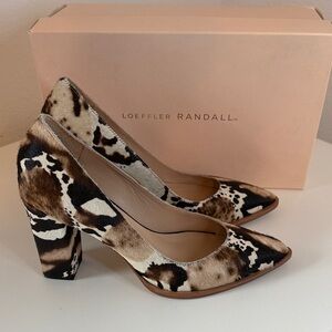 Loeffler Randall Animal Print Heels in Brown and Cream Sz 9